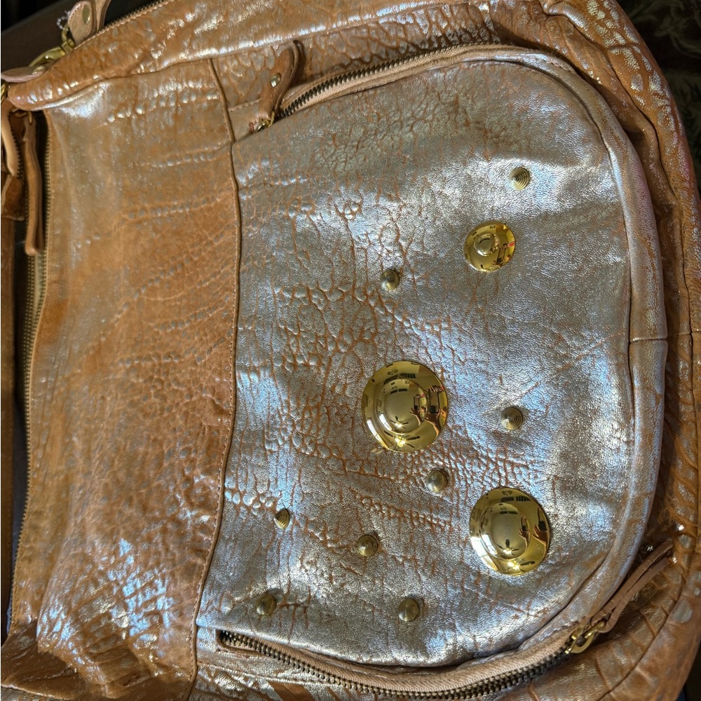 Cynthia Rowley Metallic Brown Studded Shoulder Bag